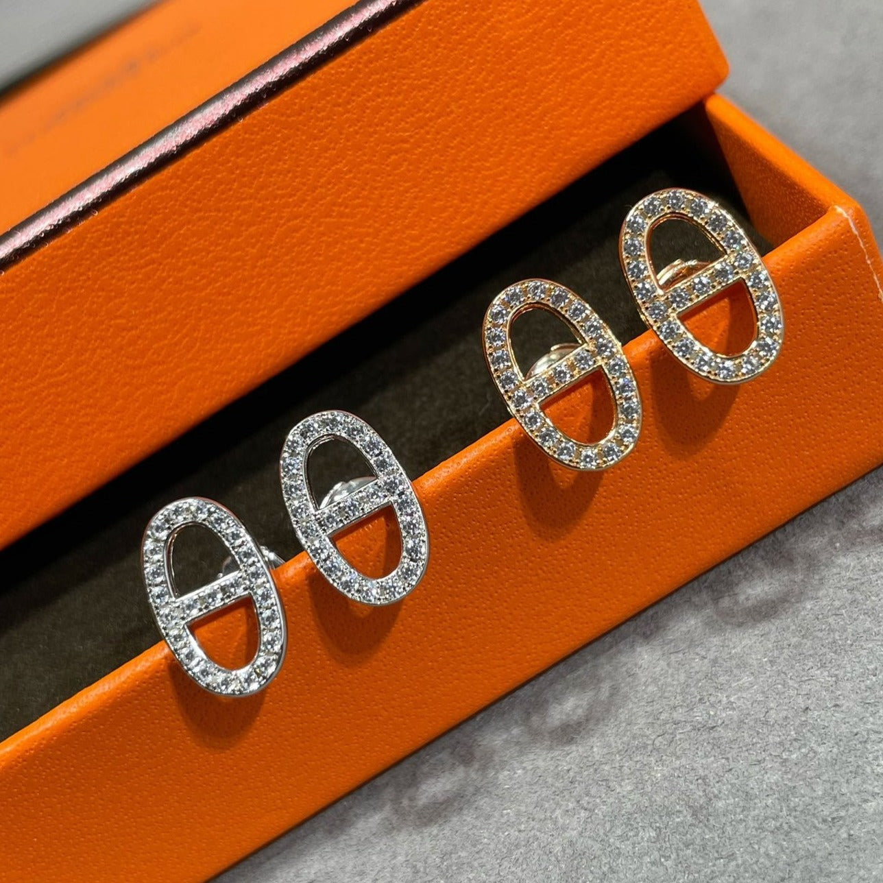 [Clover Jewelry]HM FULL DIAMOND PIG NOSE STUD EARRINGS