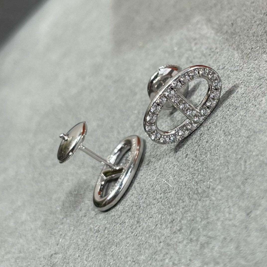 [Clover Jewelery]HM FULL DIAMOND PIG NOSE STUD EARRINGS
