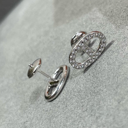 [Clover Jewelery]HM FULL DIAMOND PIG NOSE STUD EARRINGS
