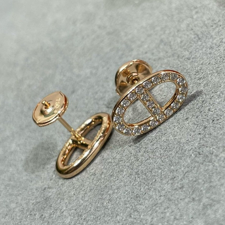 [Clover Jewelery]HM FULL DIAMOND PIG NOSE STUD EARRINGS