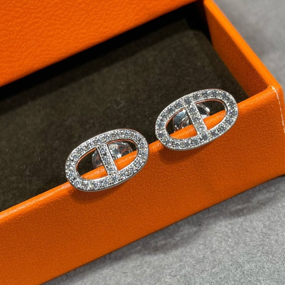 [Clover Jewelry]HM FULL DIAMOND PIG NOSE STUD EARRINGS