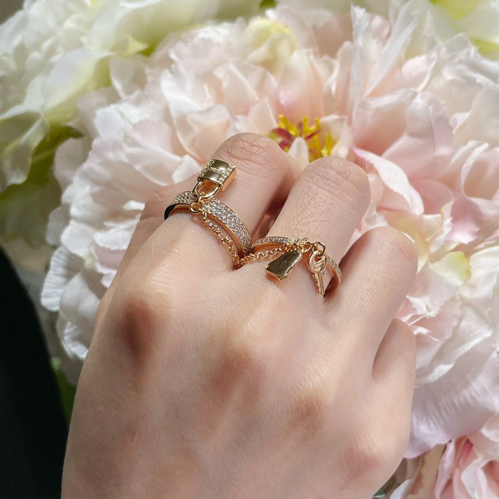 [Clover Jewelry]HM KELLY CLOCHETTE DOUBLE RING IN  WITH DIAMONDS