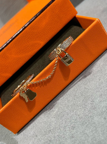 [Clover Jewelery]HM KELLY CLOCHETTE DOUBLE RING IN  WITH DIAMONDS