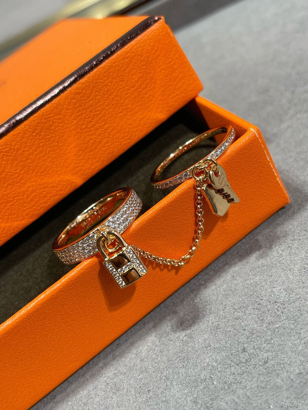 [Clover Jewelry]HM KELLY CLOCHETTE DOUBLE RING IN  WITH DIAMONDS