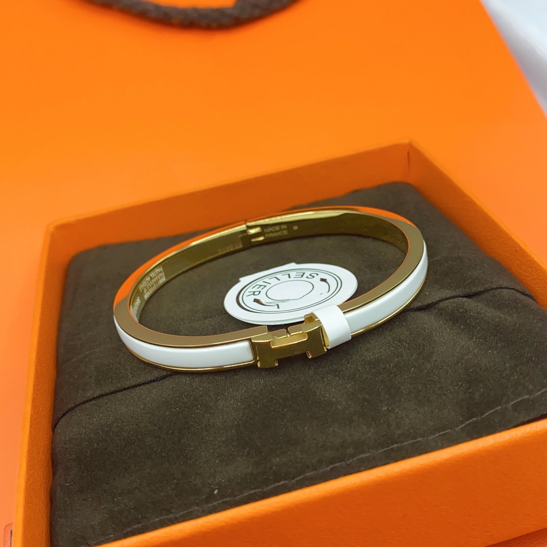 [Clover Jewelry]CLASSIC HM CLIC WHITE 8MM ENAMEL BRACELET