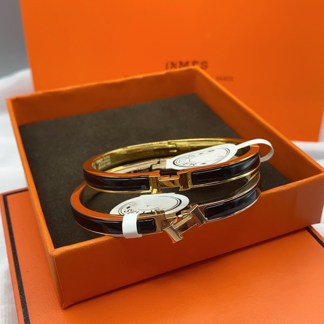 [Clover Jewelry]CLASSIC HM CLIC BLACK 8MM ENAMEL BRACELET
