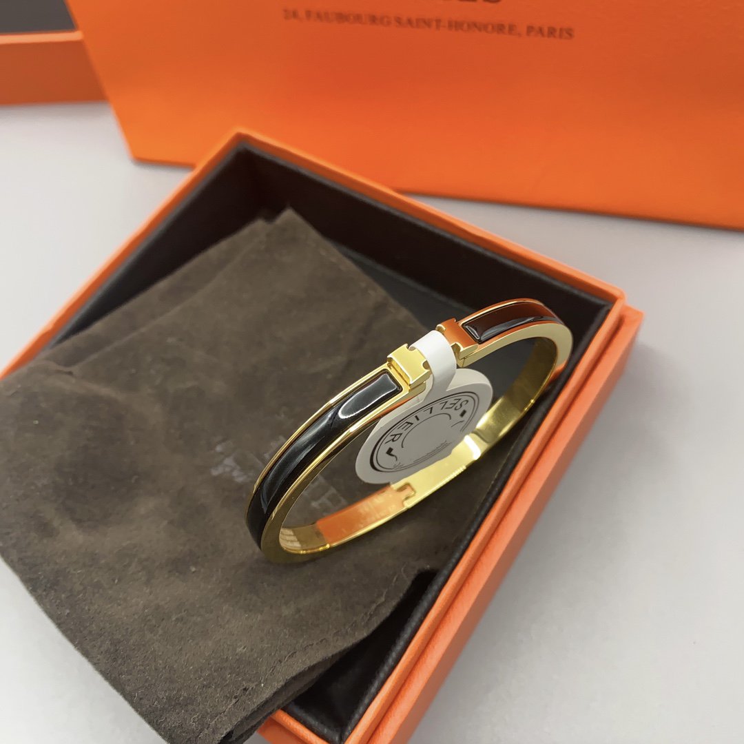 [Clover Jewelery]CLASSIC HM CLIC BLACK 8MM ENAMEL BRACELET