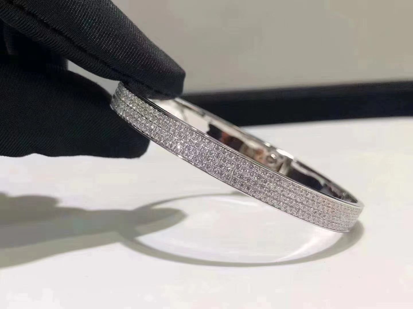 [Clover Jewelery]HM KELLY BRACELET IN SILVER AND FULL PAVE DIAMOND