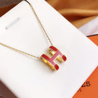 [Clover Jewelry]HM CLIC RED ENAMEL GOLD HALSKETTE