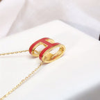 [Clover Jewelry]HM CLIC RED ENAMEL GOLD HALSKETTE