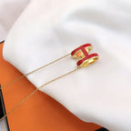 [Clover Jewelry]HM CLIC RED ENAMEL GOLD HALSKETTE