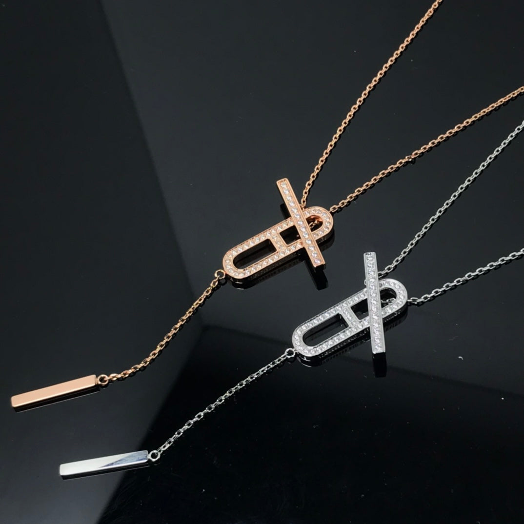 [Clover Jewelery]HM NECKLACE PLATINUM ROSE GOLD DIAMOND