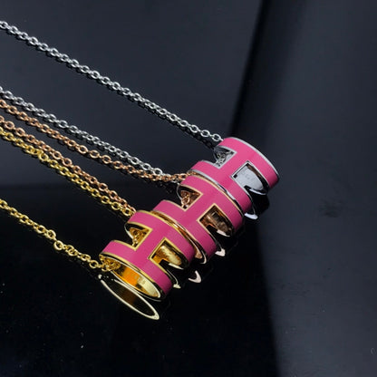 [Clover Jewelery]H NECKLACE PINK