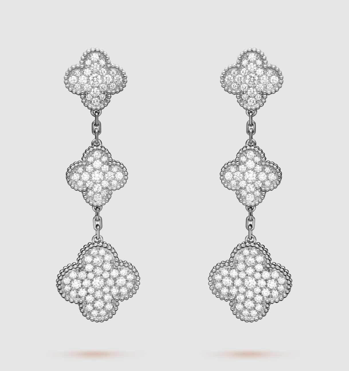 [Clover Jewelery]CLOVER 3 MOTIF DIAMOND SILVER DROP EARRINGS