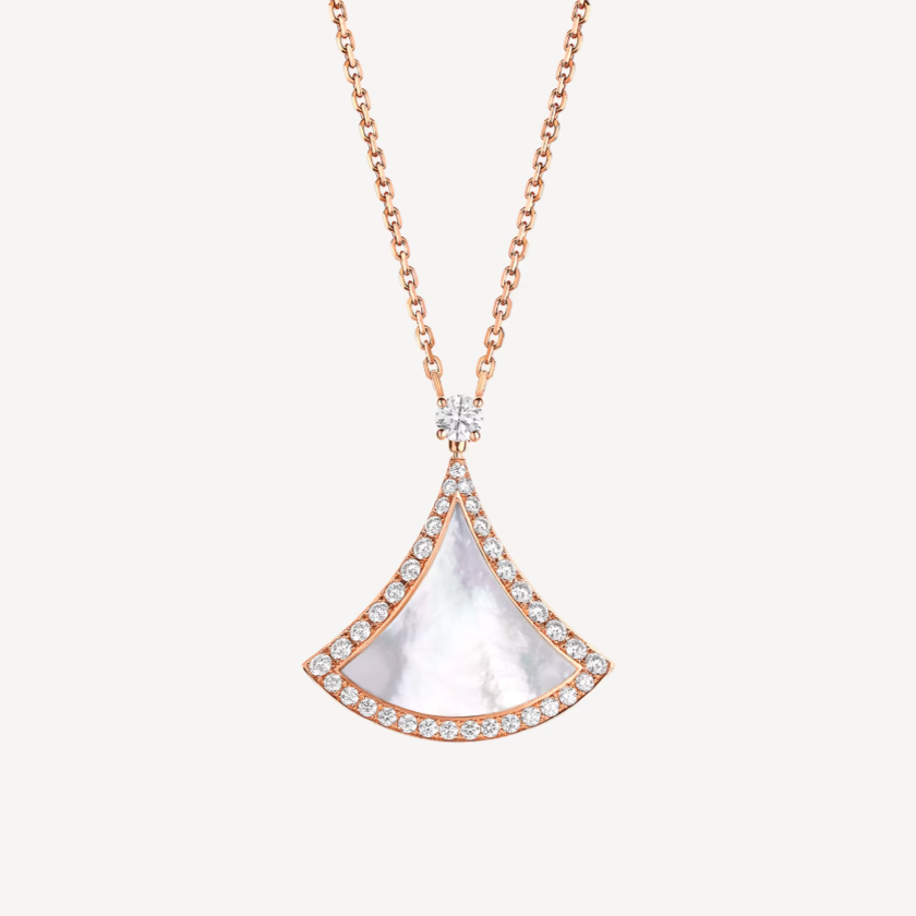 [Clover Jewelery]DREAM MOP DIAMOND PAVED PINK GOLD NECKLACE