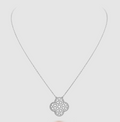 [Clover Jewelry]KLEE 25MM GROSSER ANHÄNGER DIAMANT-PAVIERT SILBERHALSKETTE