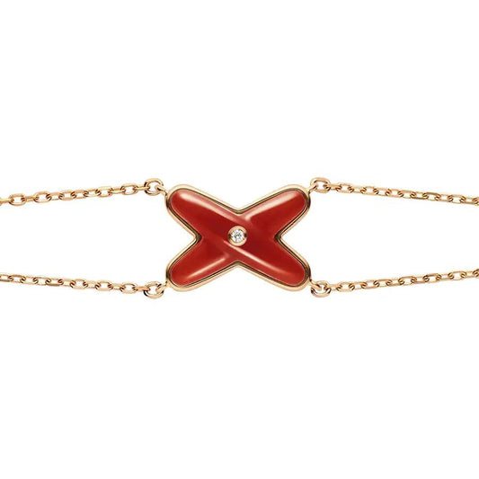 [Clover Jewelery]JEUX BRACELET CARNELIAN PINK GOLD 1 DIAMOND