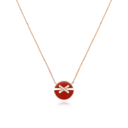 [Clover Jewelery]JEUX DE ROSE GOLD DIAMOND NECKLACE