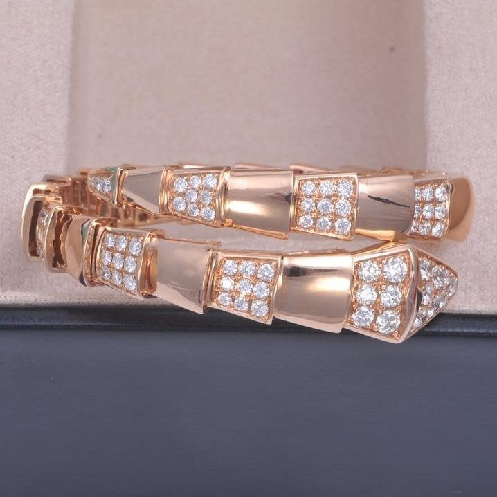 [Clover Jewelery]SERPENTI WIDE BRACELET PINK GOLD DIAMOND