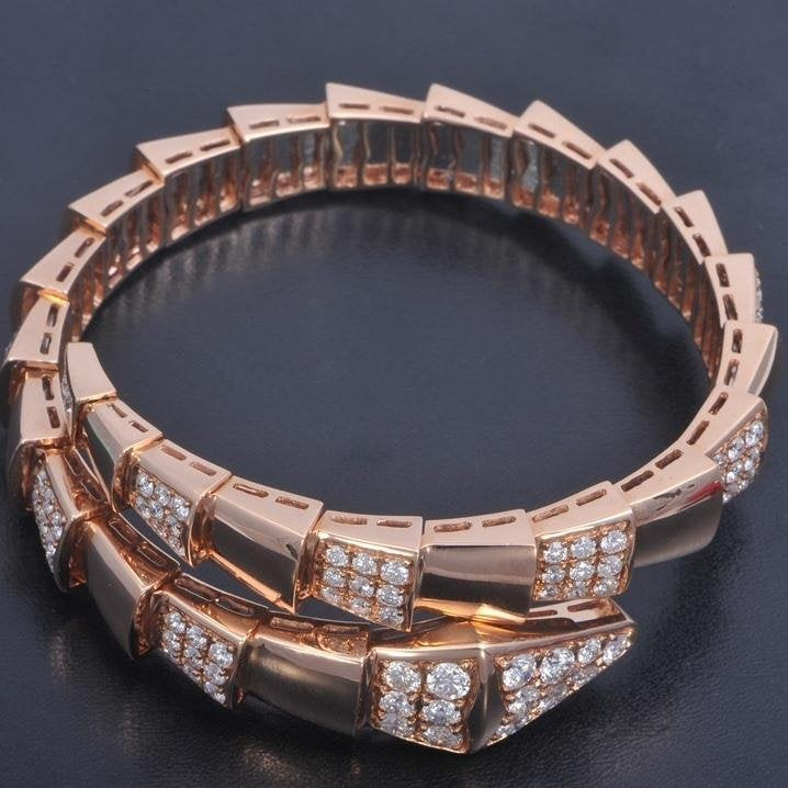 [Clover Jewelry]SERPENTI WIDE BRACELET PINK GOLD DIAMOND