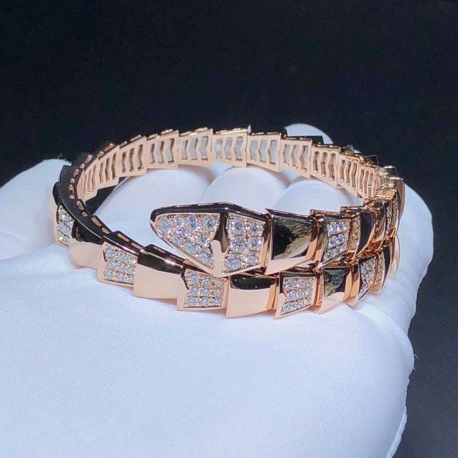 [Clover Jewelry]SERPENTI WIDE BRACELET PINK GOLD DIAMOND