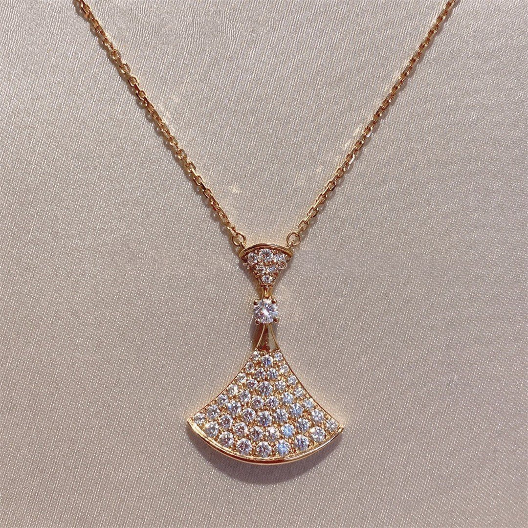 [Clover Jewelery]DREAM NECKLACE PINK GOLD FULL DIAMOND