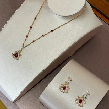 [Clover Jewelery]DREAM NECKLACE CARNELIAN DIAMOND PINK GOLD