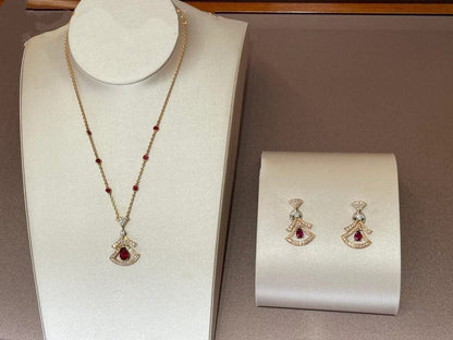 [Clover Jewelery]DREAM NECKLACE CARNELIAN DIAMOND PINK GOLD