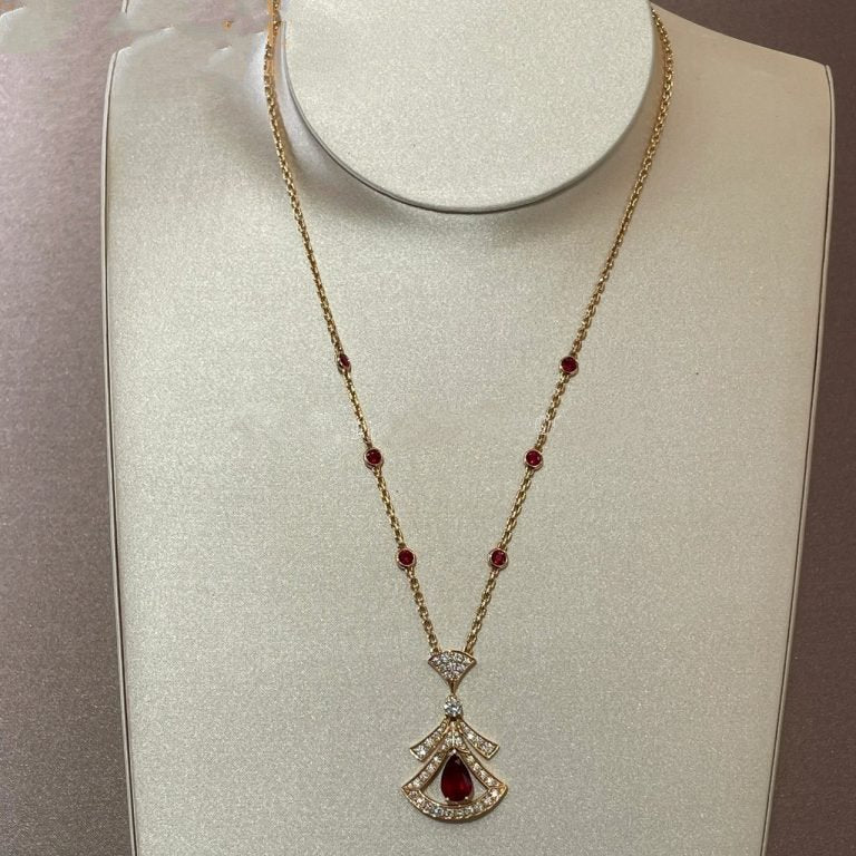 [Clover Jewelery]DREAM NECKLACE CARNELIAN DIAMOND PINK GOLD