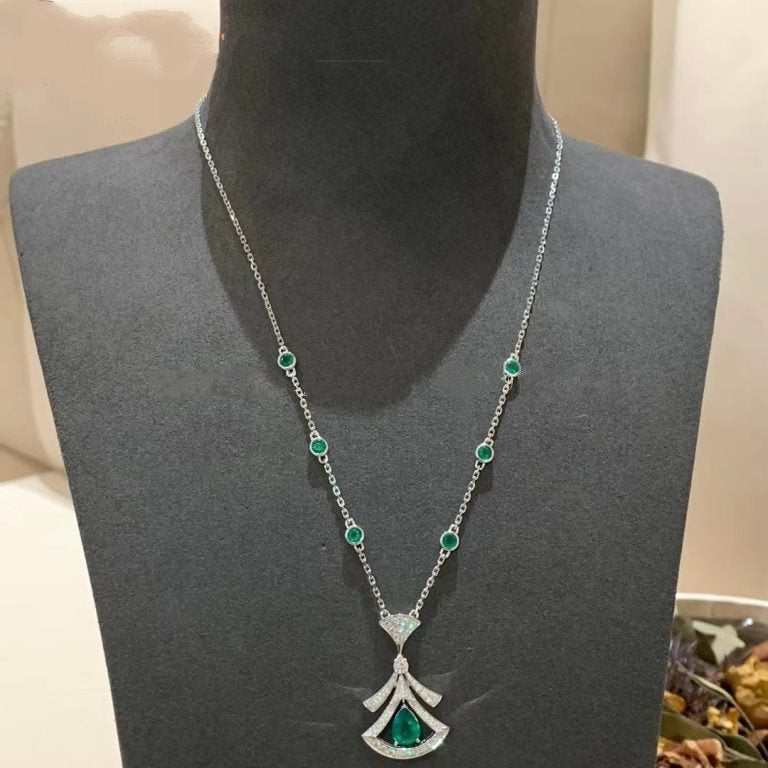 [Clover Jewelery]DREAM NECKLACE MALACHITE DIAMOND SILVER