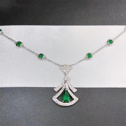 [Clover Jewelery]DREAM NECKLACE MALACHITE DIAMOND SILVER