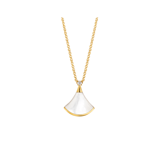 [Clover Jewelery]DREAM NECKLACE WHITE MOP GOLD 1 DIAMOND