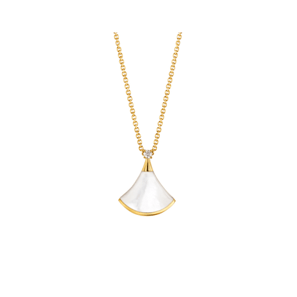 [Clover Jewelery]DREAM NECKLACE WHITE MOP GOLD 1 DIAMOND