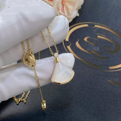 [Clover Jewelery]DREAM NECKLACE WHITE MOP GOLD 1 DIAMOND
