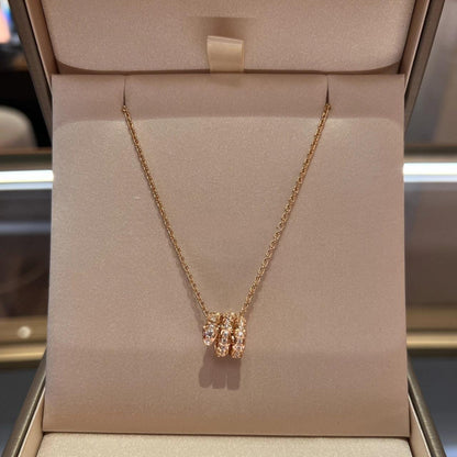 [Clover Jewelery]SERPENTI PINK GOLD NECKLACE DOUBLE RING DIAMOND