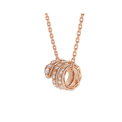 [Clover Jewelery]SERPENTI PINK GOLD NECKLACE DOUBLE RING DIAMOND