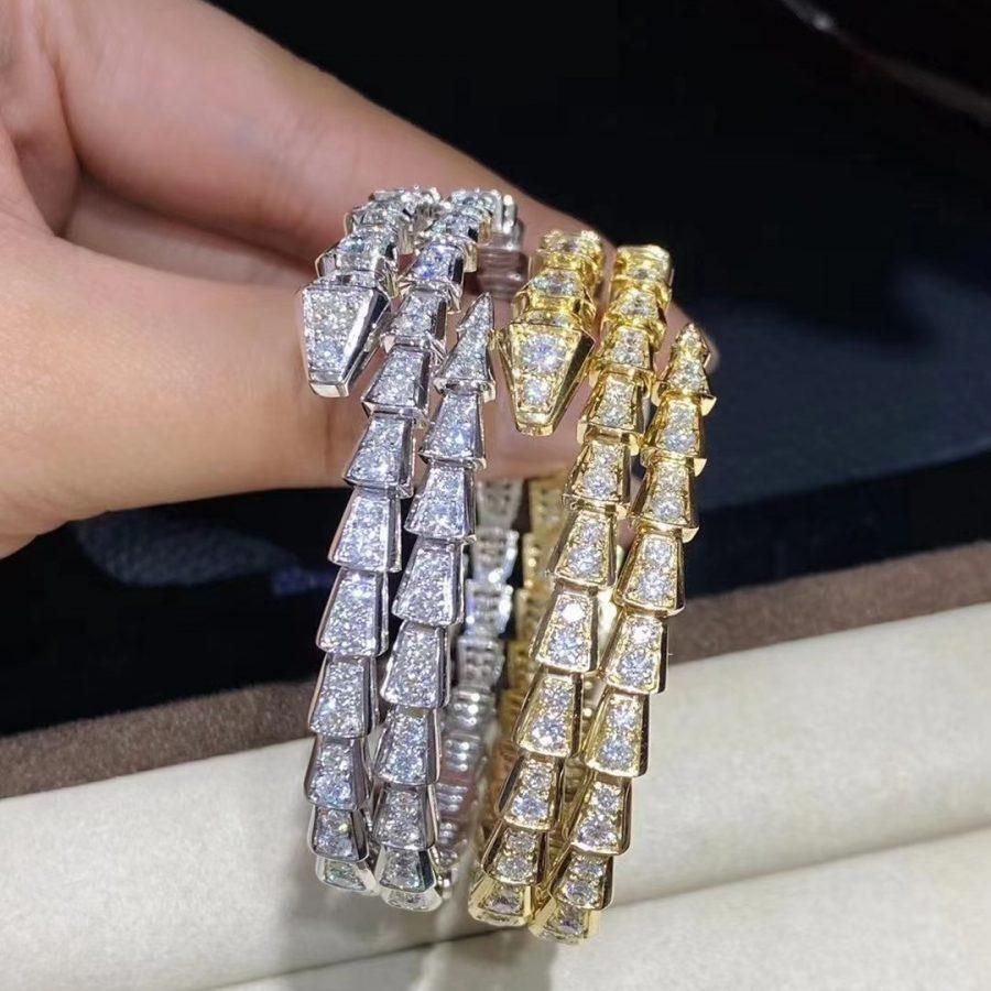 [Clover Jewelry]SERPENTI BRACELET GOLD DIAMOND DOUBLE ROW