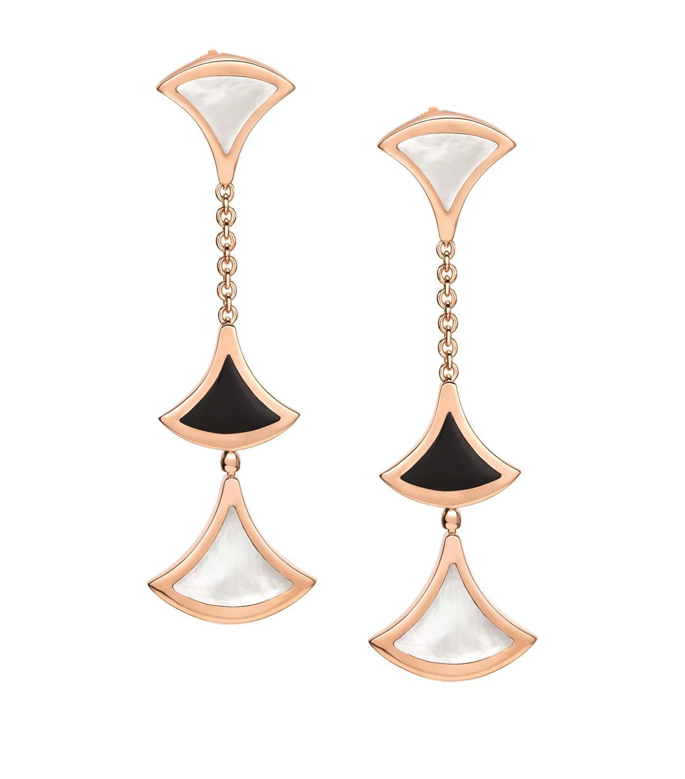 [Clover Jewelery]DREAM EARRINGS 3 MOTIFS ONYX MOP PINK GOLD