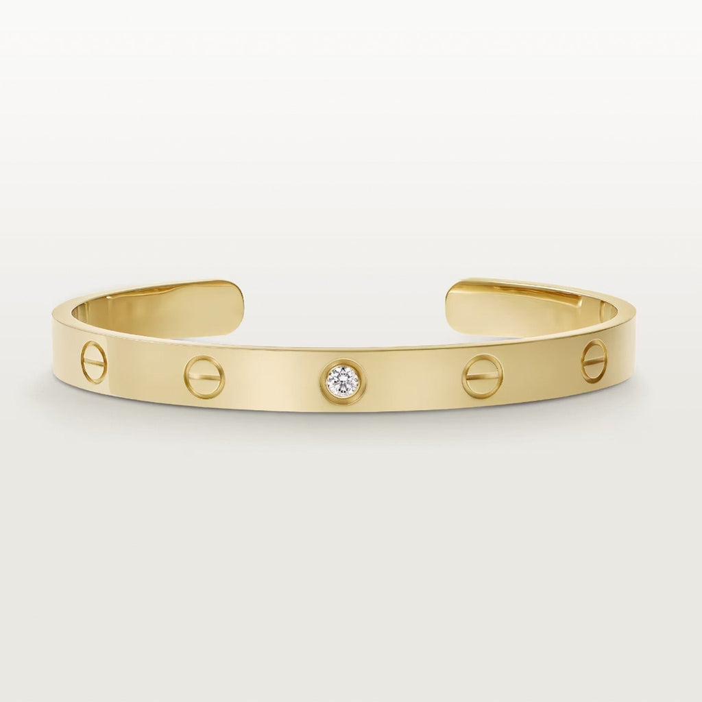 [Clover Jewelry]LOVE BRACELET 6.1MM 1 DIAMOND OPEN CUFF