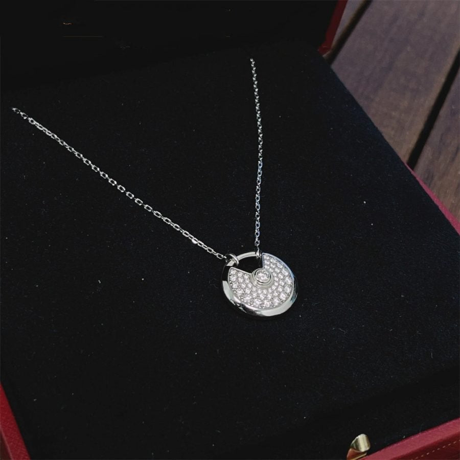 [Clover Jewelery]AMULETTE SILVER FULL DIAMOND NECKLACE