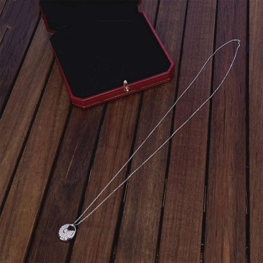 [Clover Jewelery]AMULETTE SILVER FULL DIAMOND NECKLACE