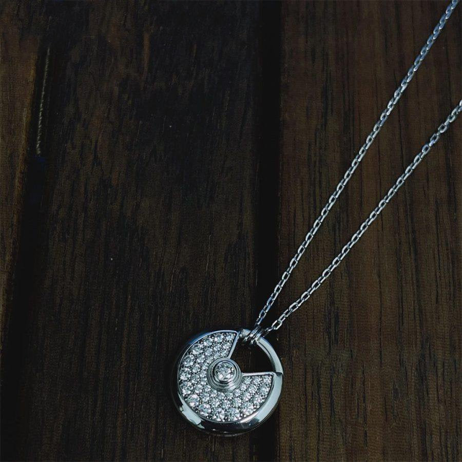 [Clover Jewelery]AMULETTE SILVER FULL DIAMOND NECKLACE
