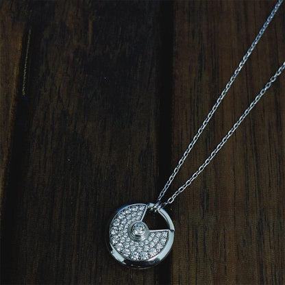 [Clover Jewelery]AMULETTE SILVER FULL DIAMOND NECKLACE