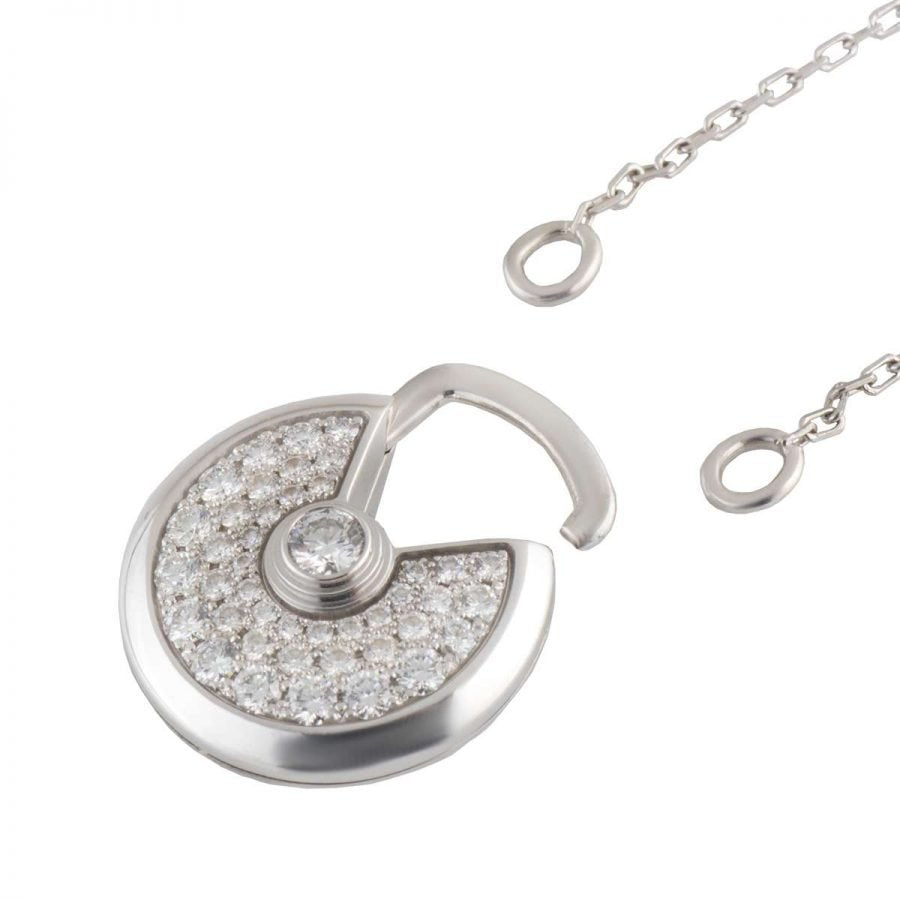 [Clover Jewelery]AMULETTE SILVER FULL DIAMOND NECKLACE