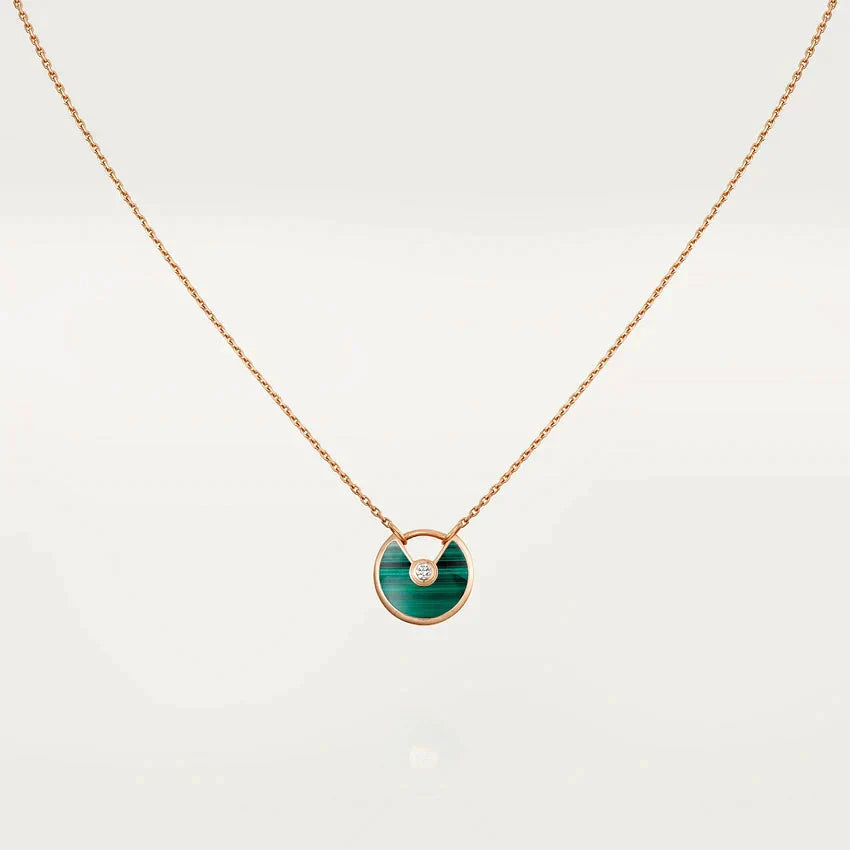 [Clover Jewelery]AMULETTE ROSE GOLD MALACHITE NECKLACE