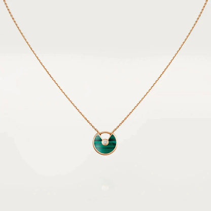 [Clover Jewelery]AMULETTE ROSE GOLD MALACHITE NECKLACE