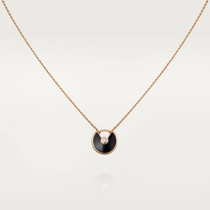 [Clover Jewelery]AMULETTE ROSE GOLD ONYX NECKLACE