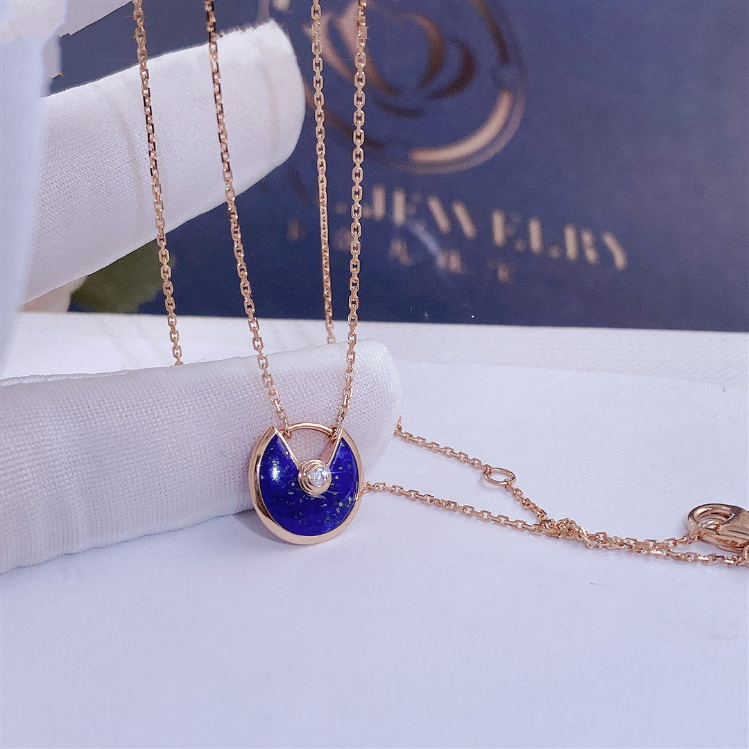 [Clover Jewelery]AMULETTE ROSE GOLD AGATE NECKLACE