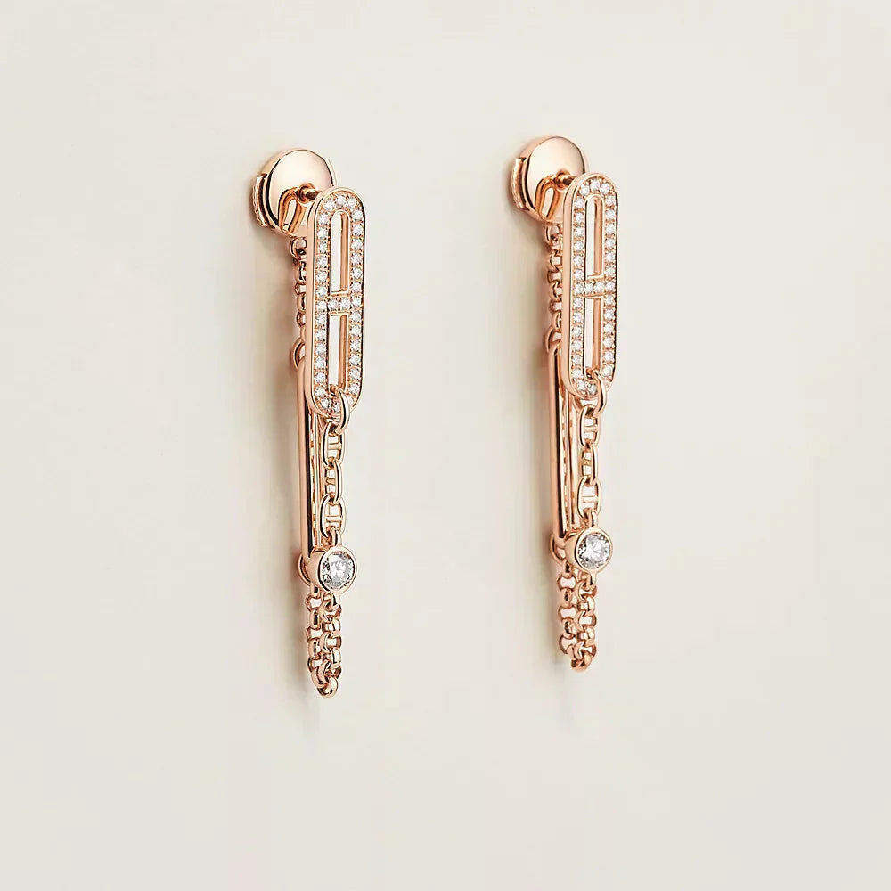 [Clover Jewelry]CHAINE CHAOS DIAMOND DROP OHRRINGE