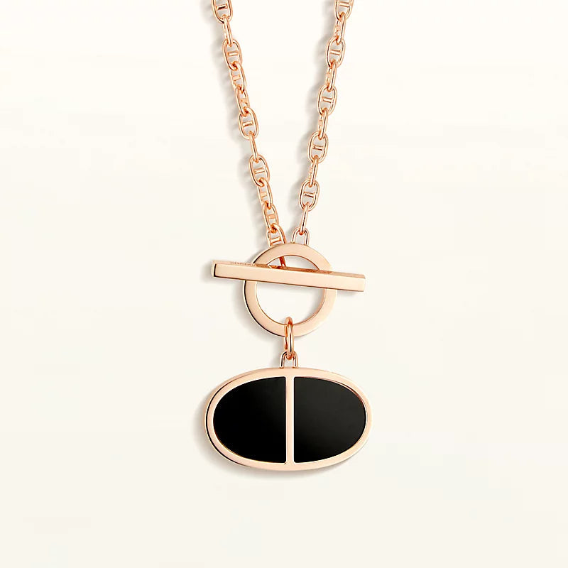 [Clover Jewelery]CHAINE VERSO BLACK CERAMIC NECKLACE